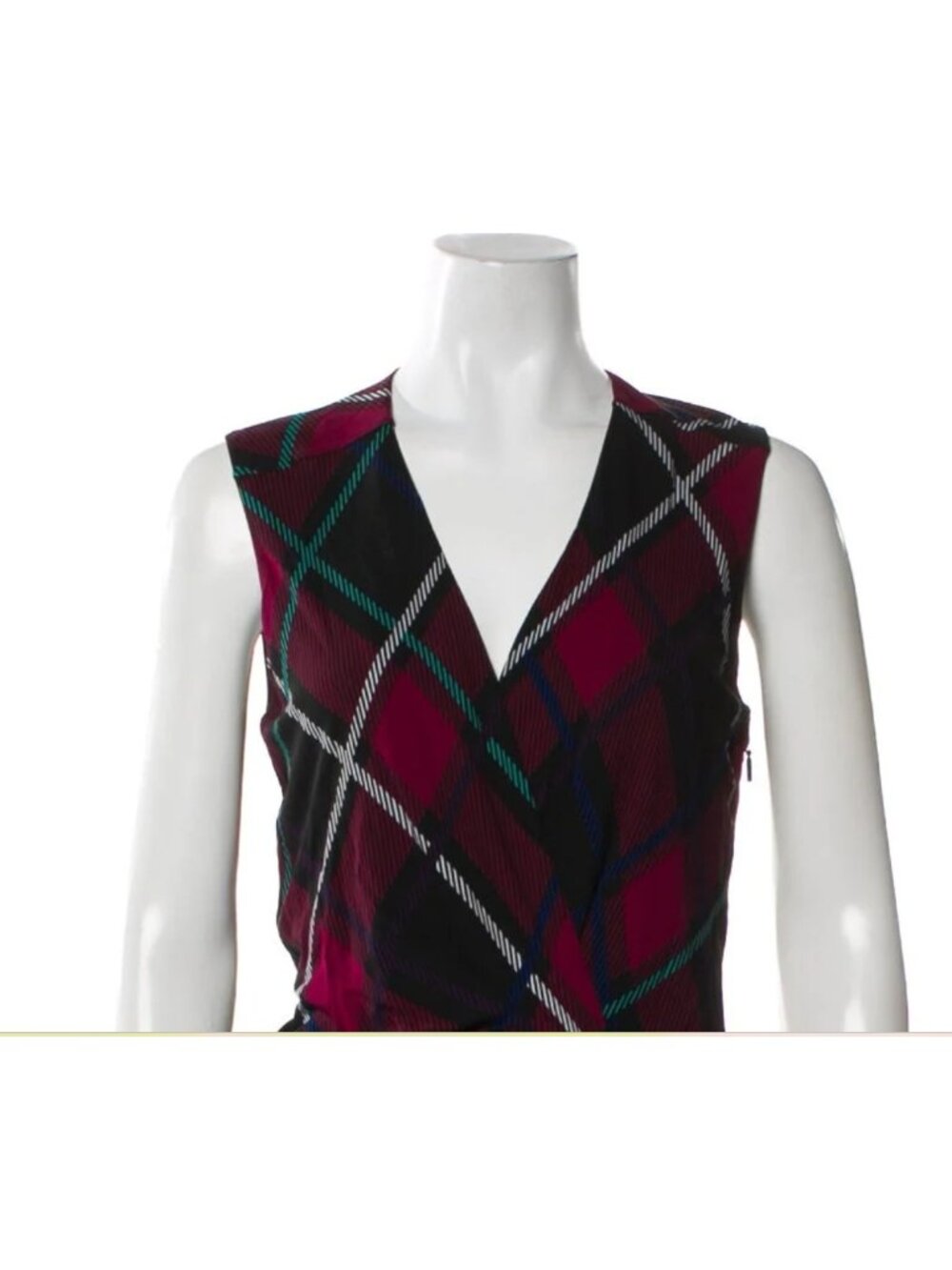 Gucci Plaid V Neck Sleeveless Sheath Dress Purple Wool Blend Italy M EUC - Picture 5 of 6